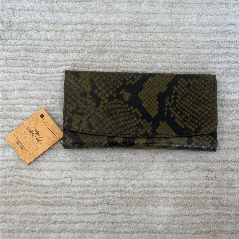 Patricia Nash Olive and Black Snake Print Wallet
